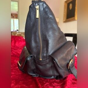 Boulder Ridge Black Leather Bag with Gold Accents